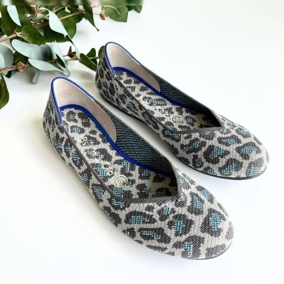 ROTHY'S Gray & Blue Leopard Print Flats | Size 7 | Retired - Picture 3 of 13